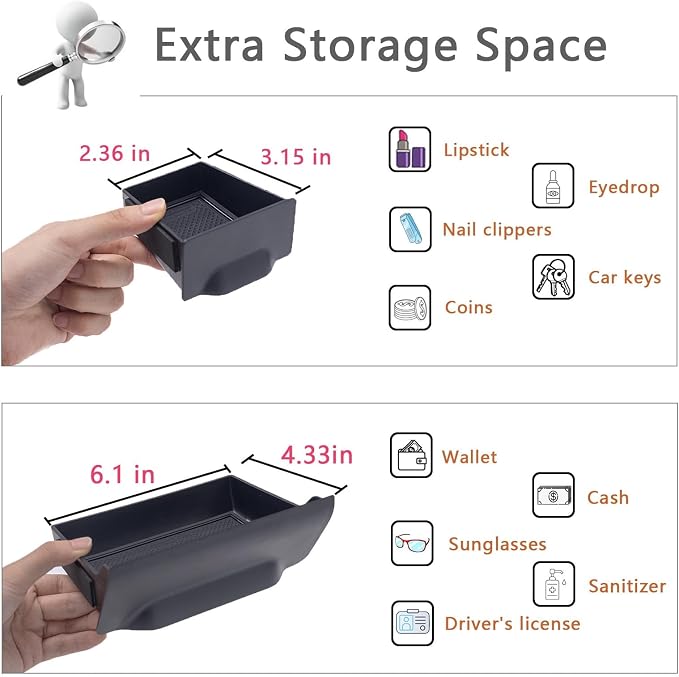 JDMCAR Liner Accessories (Blue Trim) and Storage Drawer Compatible with Toyota 4Runner Accessories 2014-2022 2023 2024