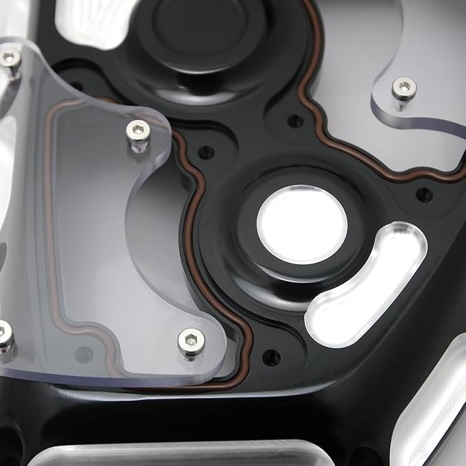 See Through Clarity Cam Cover for Harley 2001-2017 Twin Cam Dyna Softail Touring Models Motorcycle CNC Machined cam Cover (Contrast Cut)