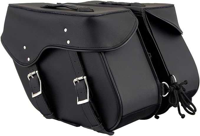 Milwaukee Leather SH55201ZB Black Large PVC Zip-Off Throwover Motorcycle Saddlebags - One Size