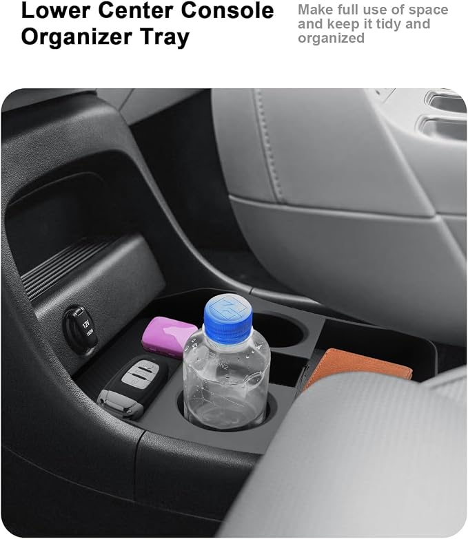 Center Console Set For 2026 Hyundai Palisade - 3 Pcs Double-Layer Armrest Box Organizer + Lower Console Tray + Cup Holder Wireless Charging Cover For 2026 Palisade Hybrid - Only Fit Calligraphy Trim