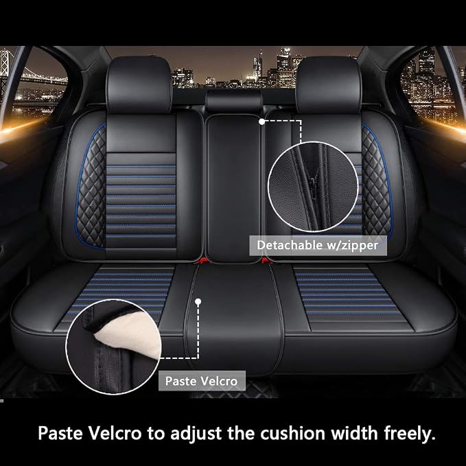 otoez Universal Car Seat Covers Full Set 5 Seat Waterproof Automotive Seat Protector Auto Cushion Cover Compatible with Most Honda Toyota Chevy Ford Vehicles,Trucks,SUV (Blue+Black)