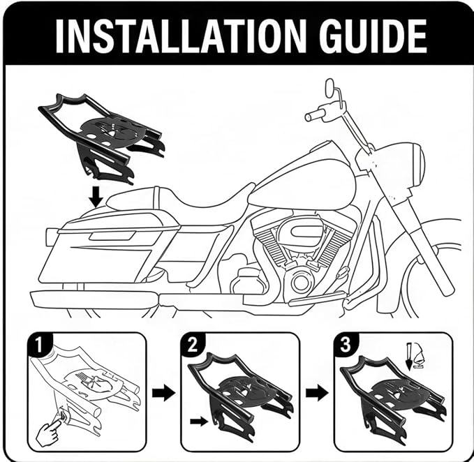 2009-2025 2026 Crown Rear Detachable Luggage Rack for Harley Touring Street Glide, Road King, Road Glide, Electra Glide, Black