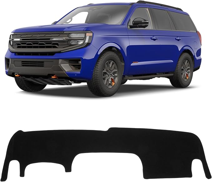 KUST Black Dash Cover Compatible with Ford Expedition 2025 2026 Dashboard Cover Accessories for Expedition Non-Slip Polyester Dashboard Mat Custom Fit Center Console Sunshield Protector No Glare