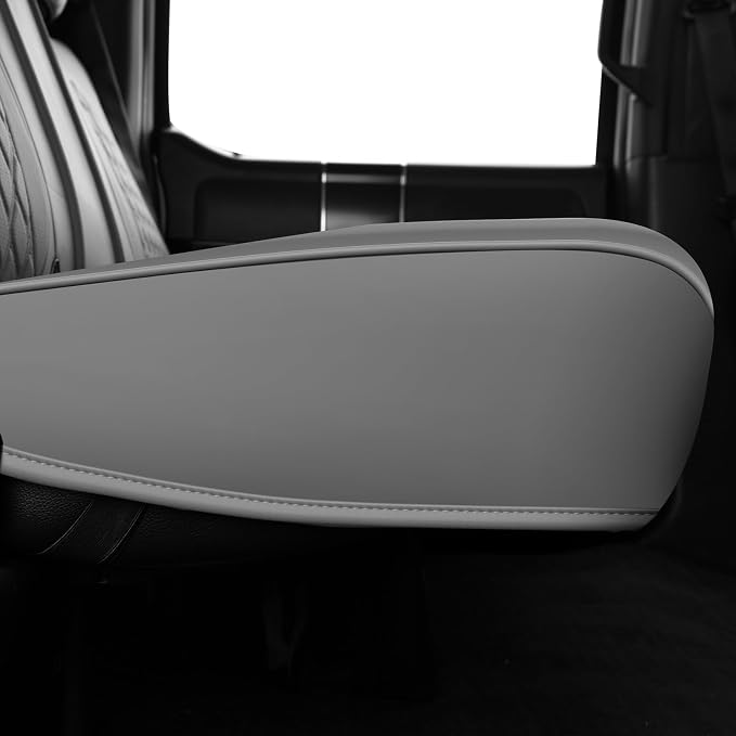 Huidasource Fit for Gray Chevy Silverado/GMC Sierra Rear Seat Covers, Thickened Split Nappa Leather Truck Back Seat Cover 2007-2013&2019-2025 1500, 2020-2025 2500HD 3500HD Crew Cab WT LS LT
