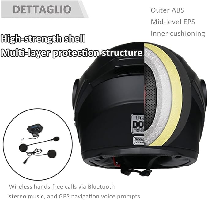 Bluetooth Modular Motorcycle Helmet DOT/ECE Approved Full Face Flip up Anti-Fog Double Visor Helmet Built-in Dual Speaker with Microphone for Adult Men and Women…