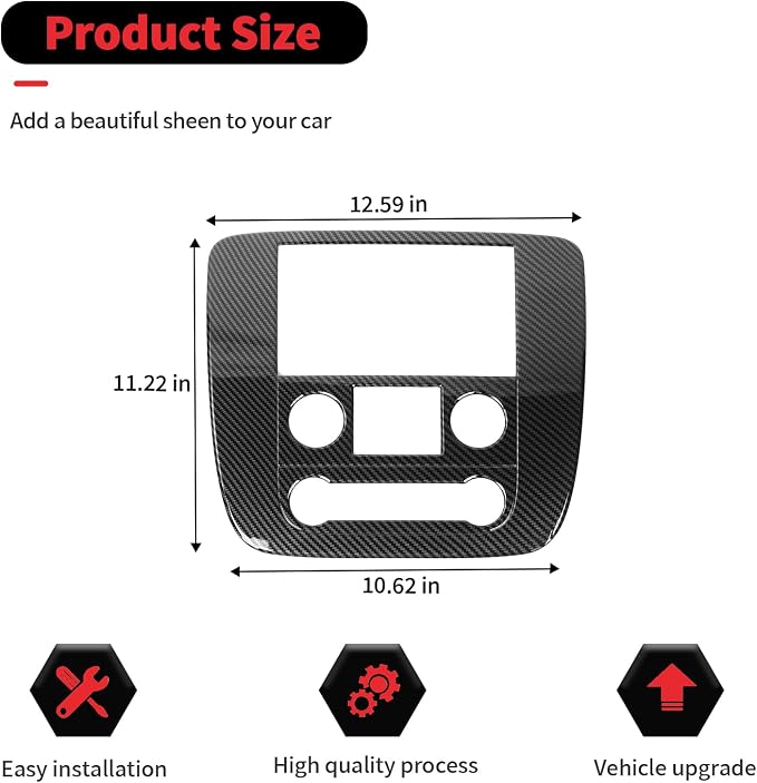 RT-TCZ Center Console Navigation GPS Panel Cover Trim Decoration Interior Accessories for Chevy Avalanche/Suburban/Tahoe 2007-2013,for GMC Yukon/Sierra 2007-2013 (Black Carbon Fiber)