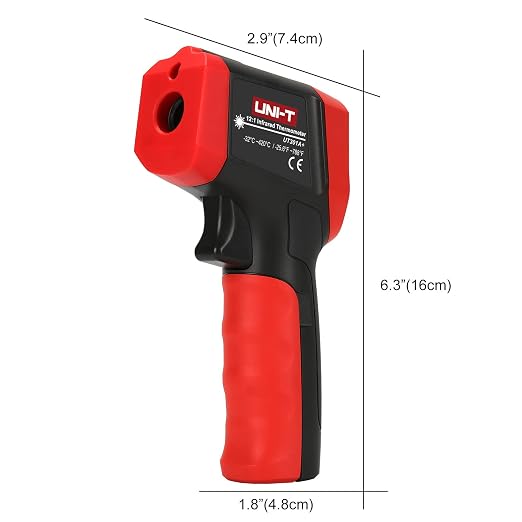 UNI-T UT301A+ Infrared Thermometer, Not for Human, -25.6°F to 788°F (-32°C to 420°C) Non-Contact Digital Laser Temperature Gun with LCD Display, Red & Grey