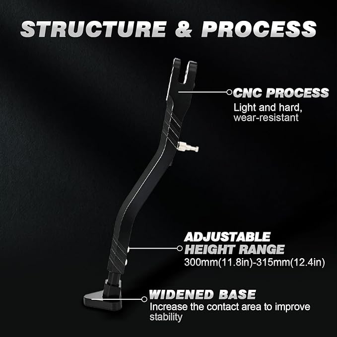 Dirt Bike Kickstand Side Stand CNC Support Stand Adjustable Aluminum for Talaria MX3/MX4/MX5 Electric Dirt Bike Black