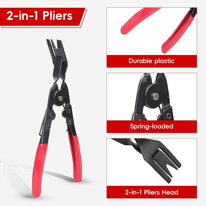 5 Piece Automotive Electrical Disconnect Pliers Kit, Professional Hose Clamp Pliers Kit, Electrical Connector Removal Tool, Clip Removal Tools, Plug Release & Wire Terminal Remover, for Auto Repair