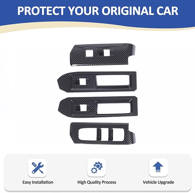 Daeiclru Window Lift Switch Panel Cover Compatible with Toyota Tacoma 2024 2025, Pickup Truck Door Power Window Glass Lift Switch Button Protection Cover Interior Accessories (Carbon Fiber Pattern)