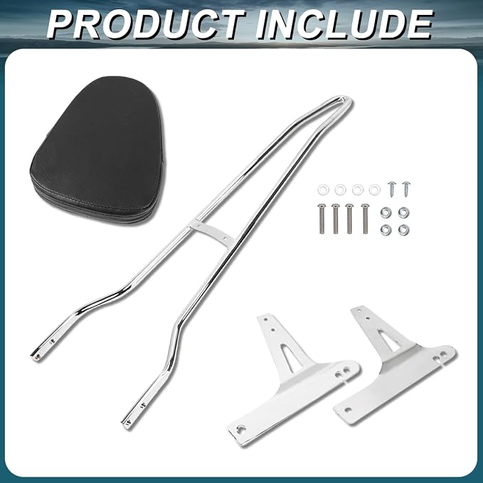 AUFER Detachable Chrome Passenger Backrest Sissy Bar With Backrest Pad Compatible With For Harley Dyna Street Bob Super Glide Low Rider Wide Glide FXD FXDB FXDC FXDL FXDWG FXDSE 2006-UP