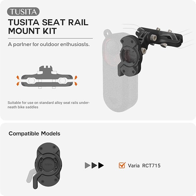 TUSITA Seat Rail Mount Kit Compatible with Garmin Varia RCT715 Bicycle Radar