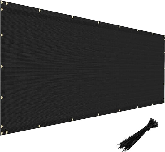 Windscreen4less Privacy Fence Screen Heavy Duty Windscreen Fencing Mesh Fabric Shade Net Cover with Brass Grommtes for Outdoor Wall Garden Yard Pool Deck, 8'x263' Black