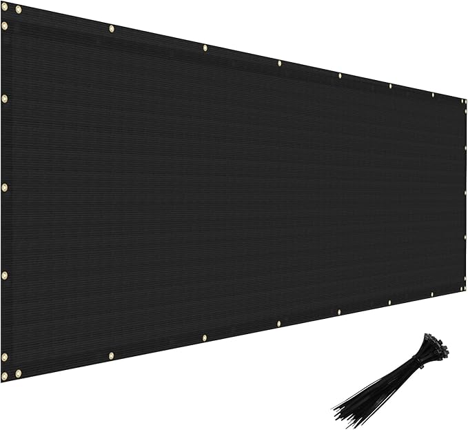 Windscreen4less Privacy Fence Screen Heavy Duty Windscreen Fencing Mesh Fabric Shade Net Cover with Brass Grommtes for Outdoor Wall Garden Yard Pool Deck, 8'x79' Black