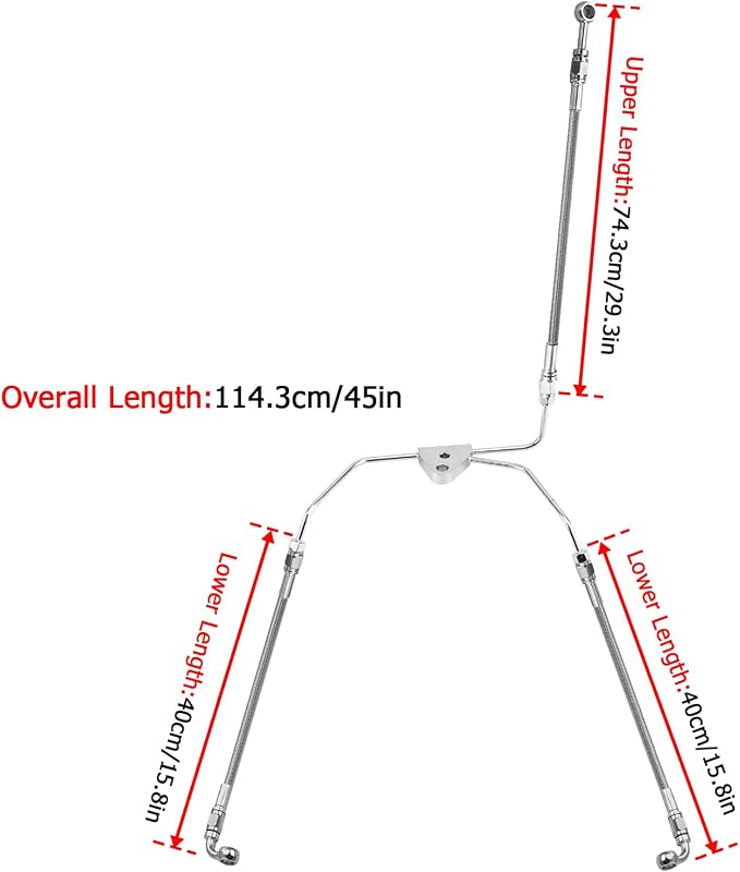 Mofun 45" Extended Length Hydraulic Stainless Steel Front Brake Line Kit Non-ABS Compatible with Harley Touring Street Glide Road Electra Glide Road King 2008-2013, Fit 12"-14" Handlebar Chrome