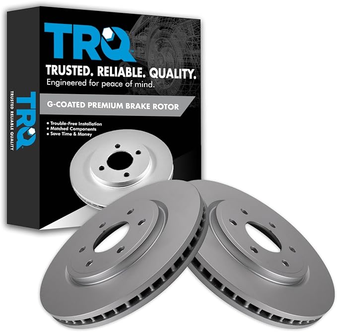 TRQ Front Brake Rotor Set G Coated Vented Compatible with 2005-2024 Nissan Frontier 2005-2012 Pathfinder 2005-2015 Xterra 2009-2012 Suzuki Equator