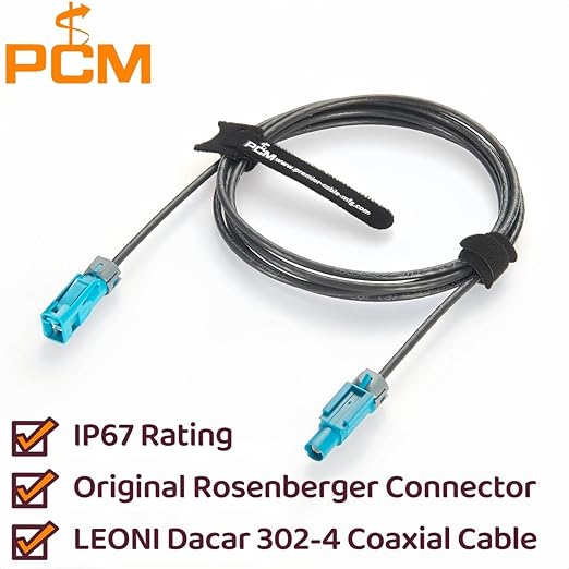 IP67 Waterproof Rosenberger Fakra Male to Female RF Coaxial Extension Cable 59Z176-C01-Z to 59Z163-003-Z Vehicle GPS Antenna for ADAS, Camera, Infotainment, GPS Navigation (5M/16.4FT)