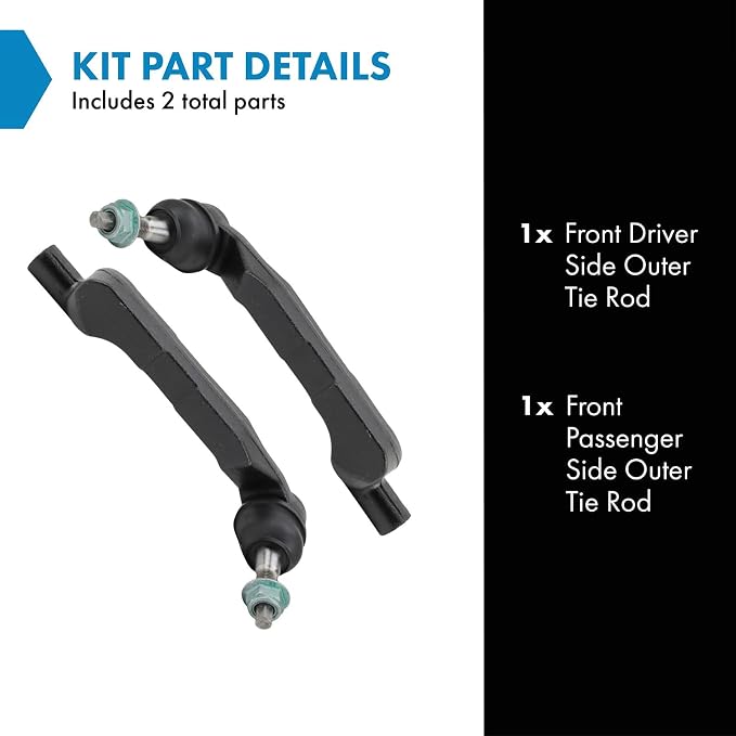 TRQ Front Outer Tie Rod Set 2 Piece Compatible with 2011-2020 Chrysler 300 11-21 Dodge Challenger 11-22 Charger