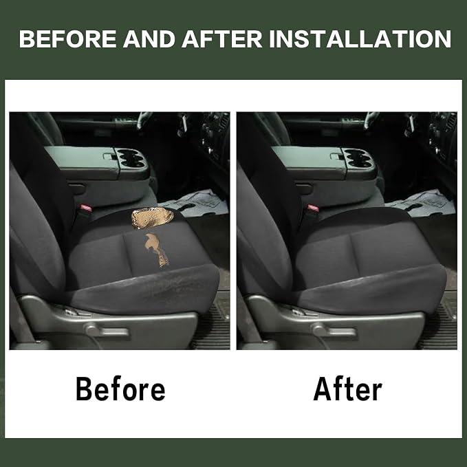 FZJDSD Black Driver & Passenger Side Bottom & Top Lean Back Cloth Seat Covers Compatible with Chevy Silverado Tahoe Suburban Avalanche GMC Sierra Yukon 2007 2008 2009 2010 2011 2012 2013 2014