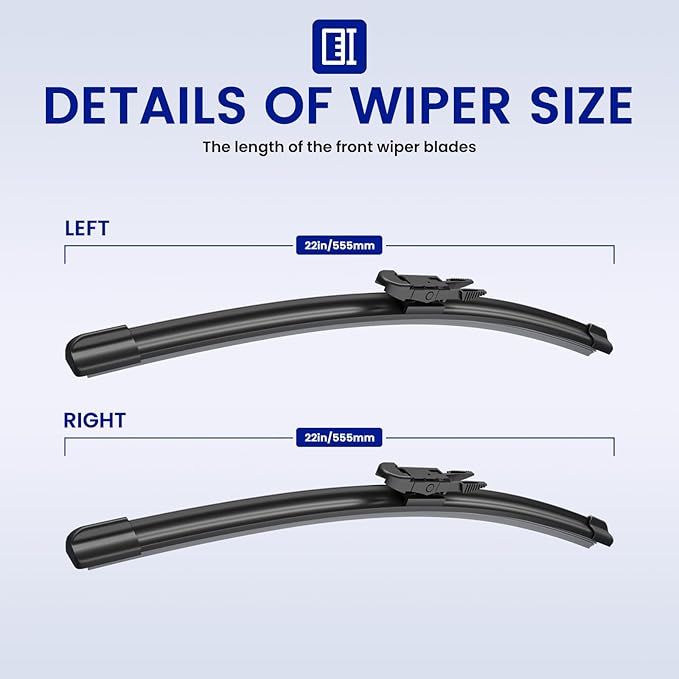 EMITHSUN® 22-Inch Wiper Blades: 2 - Pack Windshield Wipers for Chevrolet Avalanche Silverado Suburban Tahoe - All - Season Beam Design - Exact Replacement for Chevrolet Cars