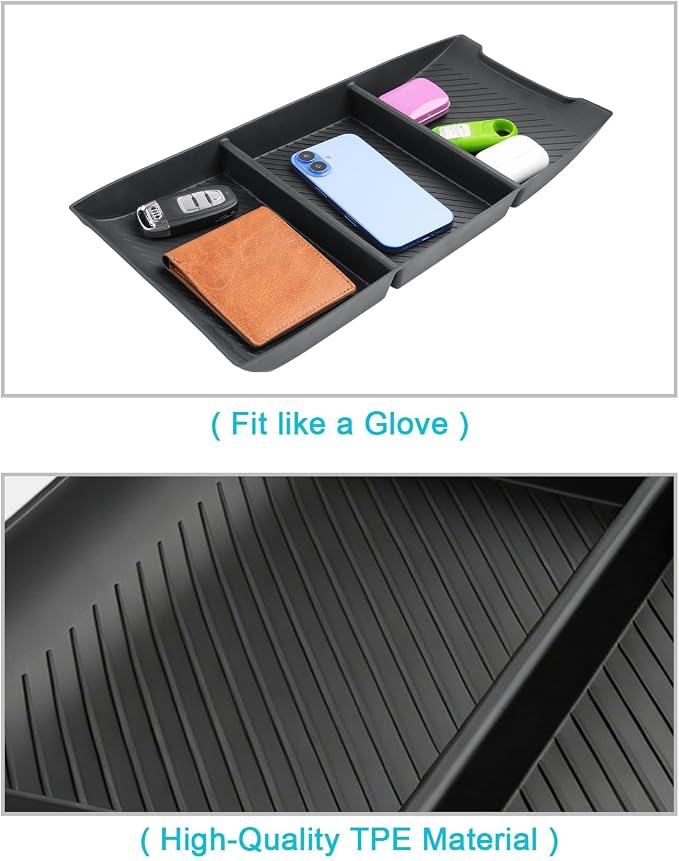 CDEFG for 2026 Cadillac Vistiq Center Console Organizer Lower Storage Tray | for 2026 Cadillac Vistiq Accessories Lower Console Floor Storage Box Silicone Material