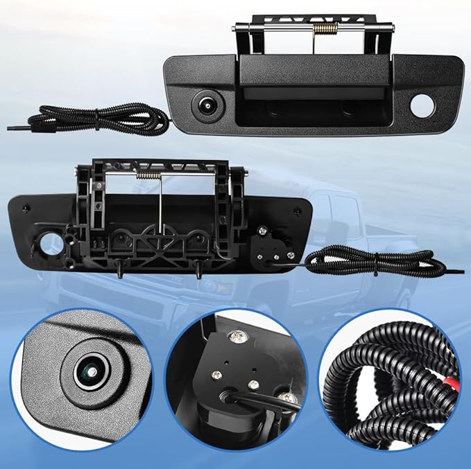 Rear Tailgate Handle Backup Camera Compatible with 2010-2018 Dodge Ram 1500 2500 3500 Rear View Reverse Back Up Camera RCA Connector with Key Hole-Textured Black, 68044904AG