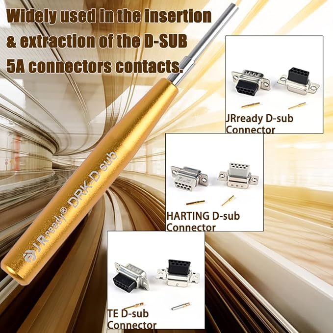 JRready DRK-D SUB++ST6580 D SUB Pins Removal Tool for TE/AMP/Harting Heavy Duty 100Pairs 20# Gold Plated Crimp Terminals 20-24AWG Male Female Standard 205089-1 205090-1 Contact for DB9 Connectors