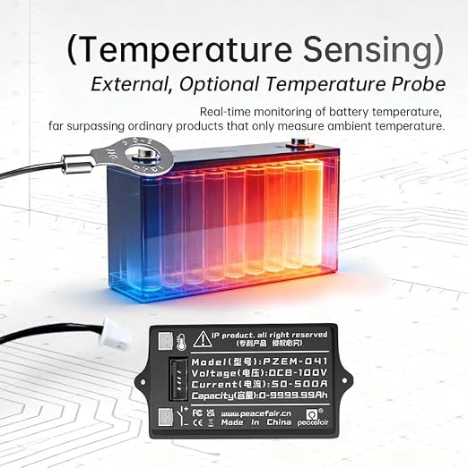 RQG New 300A Battery Monitor with Shunt,8-100V 2 Inch Color Screen Shunt Monitor,High Precision TFT Color Screen Coulometer for Car RV Golf Cart Solar Panel,Multi Functional,Easy to Read and Use