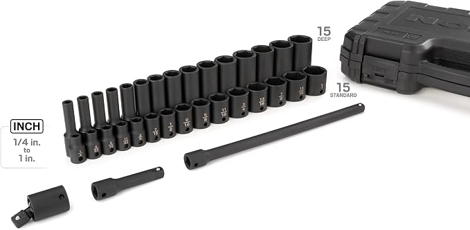 TEKTON 3/8 Inch Drive 6-Point Impact Socket Set, 33-Piece (1/4-1 in.) | SID91400