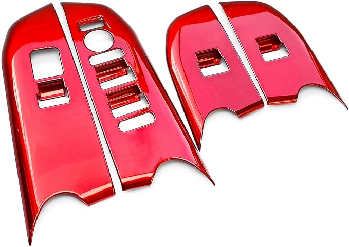 Car Interior Window Switch Panel Cover Side Door Glass Lock Control Button Cover Compatible with Kia K4 2025-2026 Accessories (Glossy Red Style)