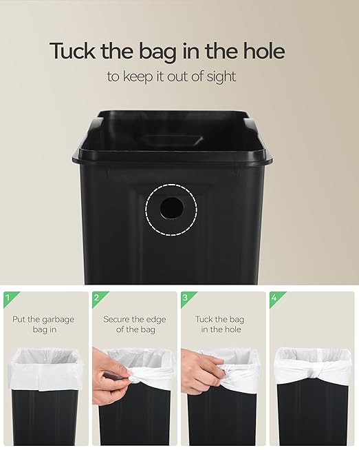 Nunsino Small Bathroom Trash Can with 15 Garbage Bags,2.6 Gallon Stainless Steel Garbage Can with Lid Soft Close,Small Trash Bin for Bathroom,Kitchen,Home Office,Black