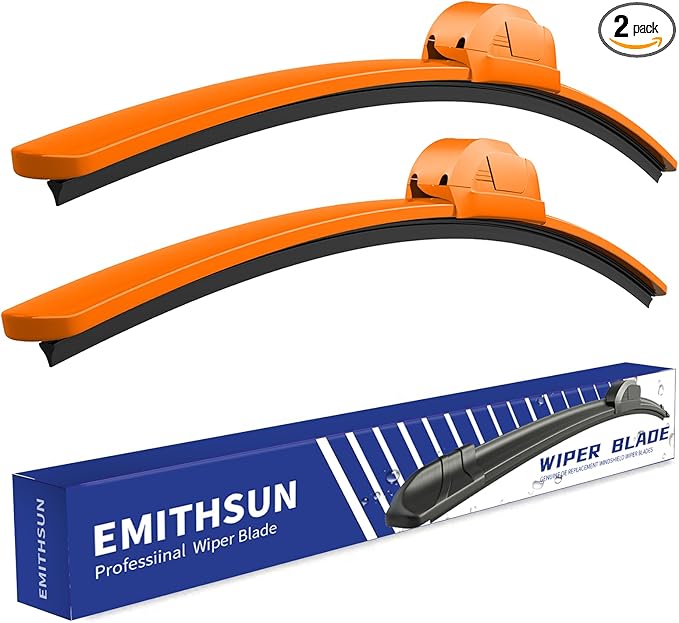 OEM QUALITY 26" + 20" Premium All-Seasons Durable Stable And Quiet Orange Windshield Wiper Blades (Set of 2)