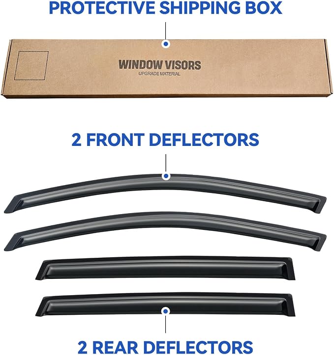 Window Visors Rain Guards Shield for 2007-2013 Acura MDX, Out-Channel Window Vent Wind Deflectors Visors Shades for 07 08 09 10 11 12 13 Acura MDX