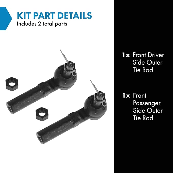 TRQ Front Outer Tie Rod Set 2 Piece Compatible with 2001-2010 Chrysler PT Cruiser 1995-2005 Dodge Neon 95-01 Plymouth Neon
