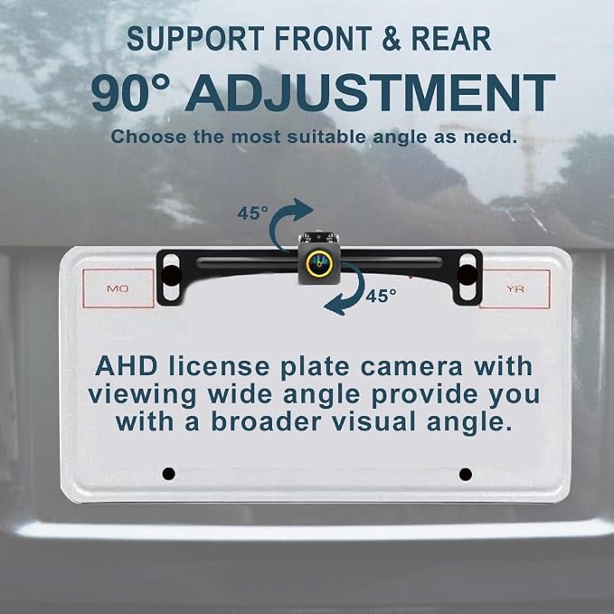 Wired Backup Camera for Truck 5 '' AHD 1080P Front Rear View Monitor KIT 2K IP67 Waterproof Night Vision Reverse Camera for CAR, License Plate Back UP Reverse Camera for 12V Cars Sedan Truck Van SUV