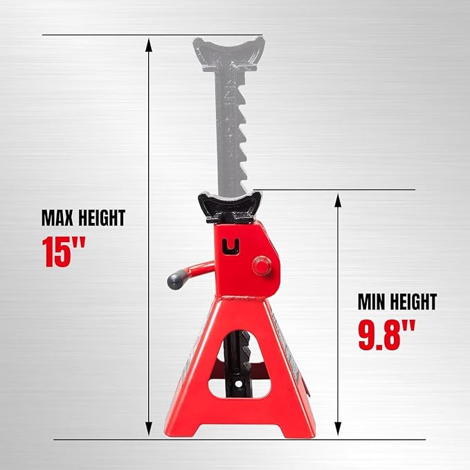 Big RED 2 Ton Steel Car Jack Stands, Fit for Automotive Cars, Sedans, 2 Pack