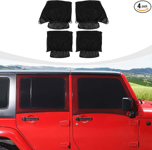 RAZPOY for Jeep Front & Rear Window Sun Shade, Side Window Screen Cover for Camping Compatible with 2007-2024 Jeep Wrangler JK JL & Gladiator JT, Side Curtain Nets