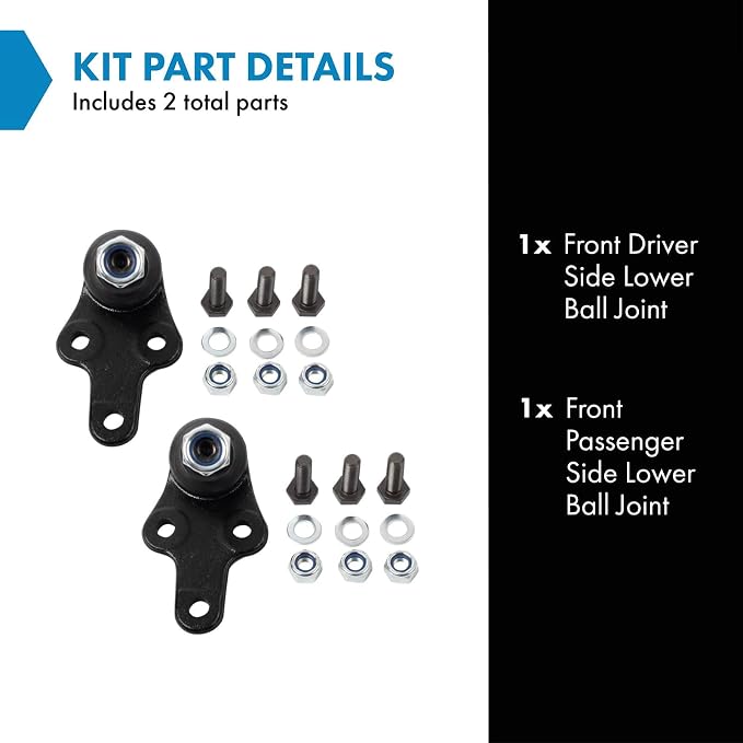TRQ Front Lower Driver and Passenger Side Ball Joint Set Compatible with 2008-2013 Volvo C30 2006-2013 C70 2006-2011 S40 2006-2011 V50
