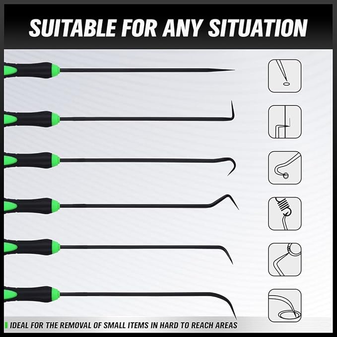 SWANLAKE GARDEN TOOLS 6-Piece Premium Pick and Hook Set, Pick Tool Set for Car Auto Oil Seal/O-Ring Seal Gasket Mini Hooks Puller Remover