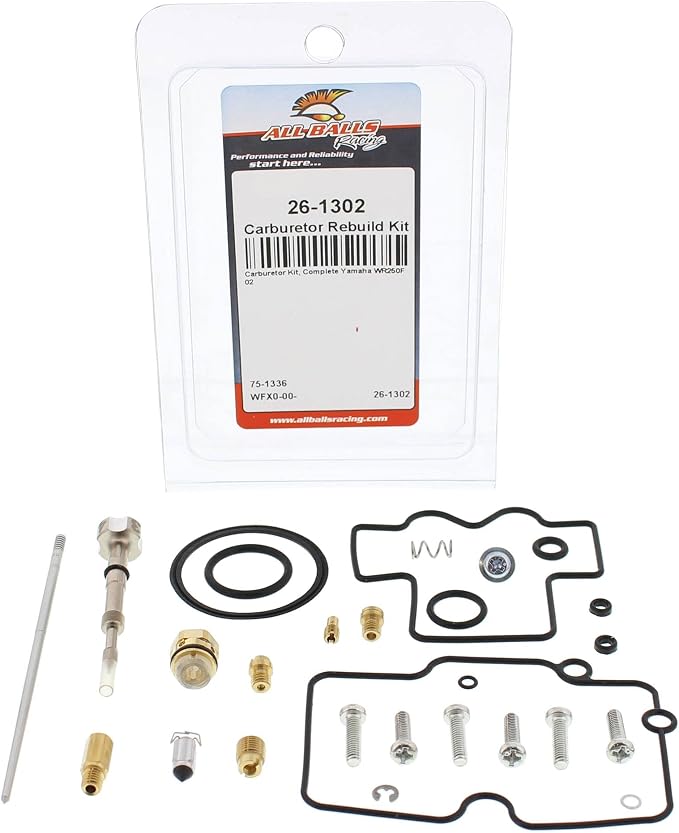 All Balls Racing Carburetor Rebuild Kit 26-1302 Compatible With/Replacement For Yamaha WR250F 2002