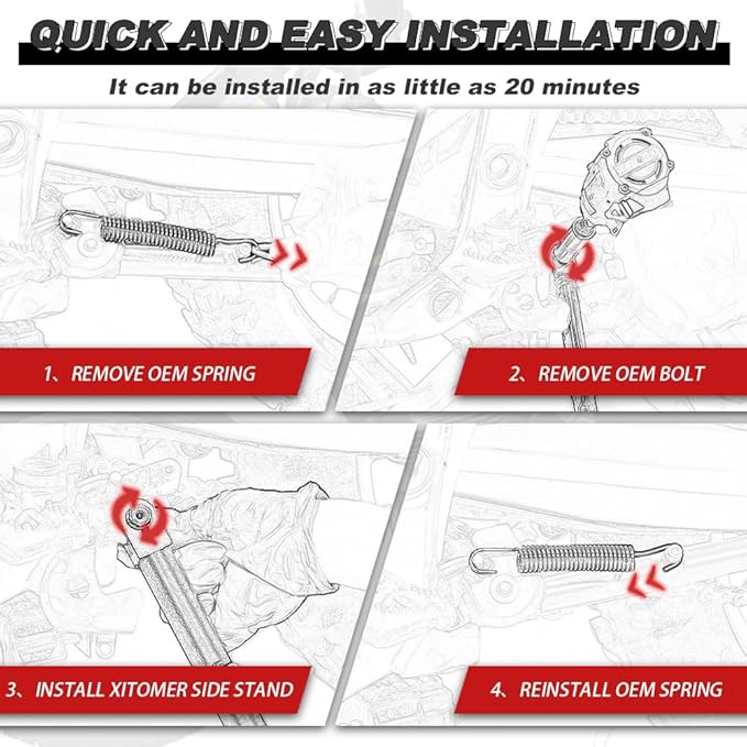 Xitomer Fit for KLX230 0-3 inch Adjustable Kickstand Compatible with KLX230 2020-2026 Kickstand Motorcycle Side Stand