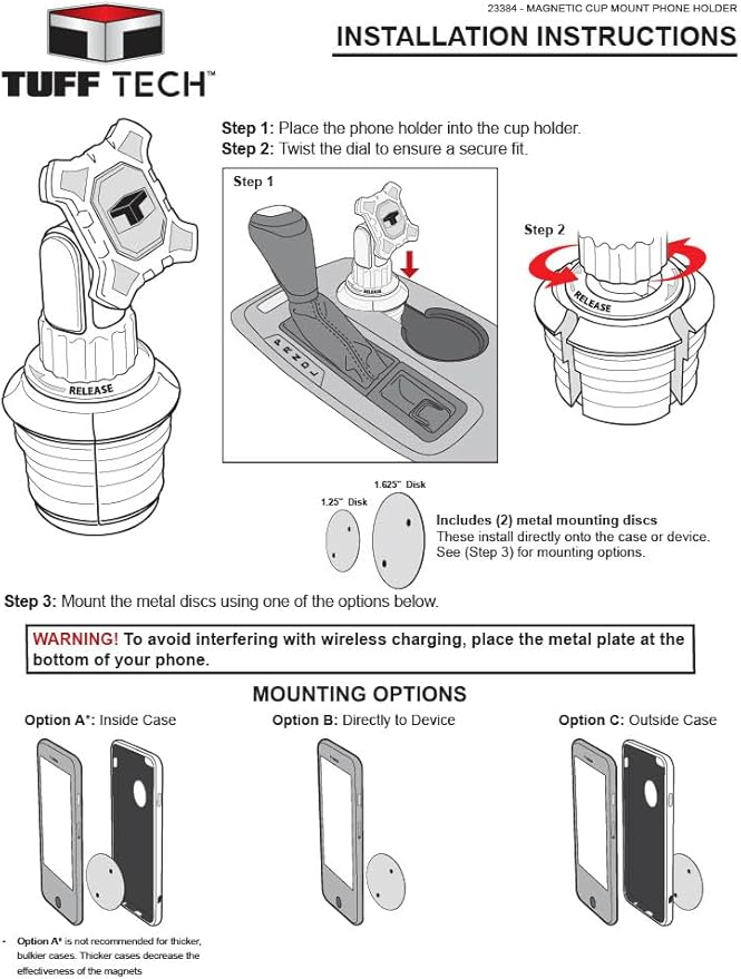 Tuff Tech 23384 Heavy Cup Mount Magnetic Phone Holder