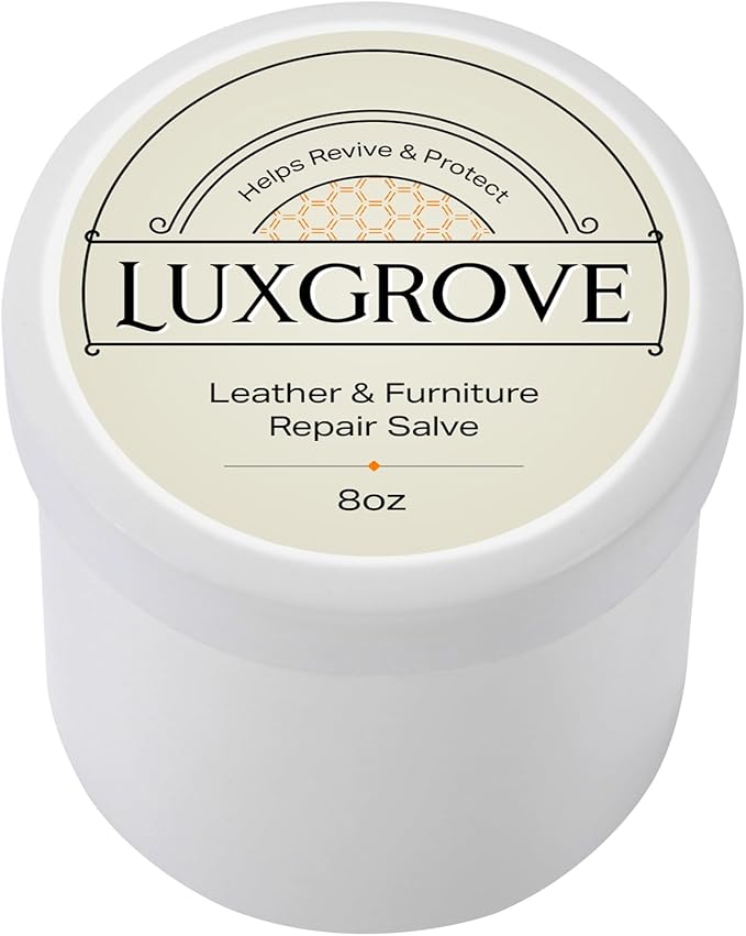 LUXGROVE® Leather & Furniture Repair Salve- Polisher, Leather Cleaner and Conditioner for Furniture - UV Protectants Help Prevent Cracking or Fading, for Car Seat, Couch, Shoe, Purse, Boot - 8oz