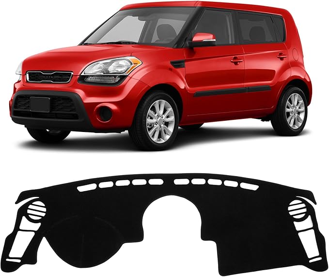 KUST Black Dash Cover Compatible with 2010-2013 Kia Soul Polyester Dashboard Cover Left Hand Drving Dash Carpet Non-Slip Dash Protector Interior Accessories for Soul Custom Fit Dash Mat No Glare