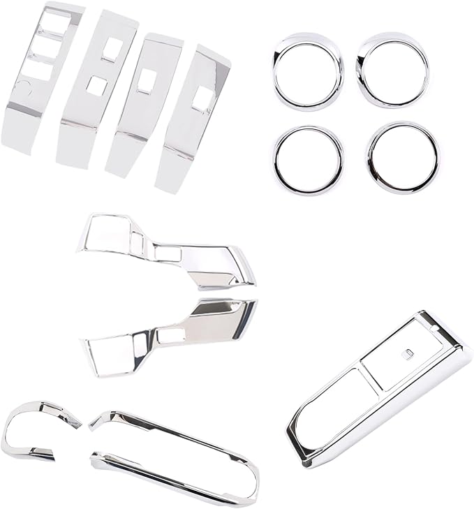 14PCS Full Set Interior Decoration Trim Kit Compatible with Toyot@ Tacoma 2016-2022 Central Control Dashboard Frame Cover Shift Knob Cover Air Vent Trim Cover Window Button Cover (Silver Gloss)