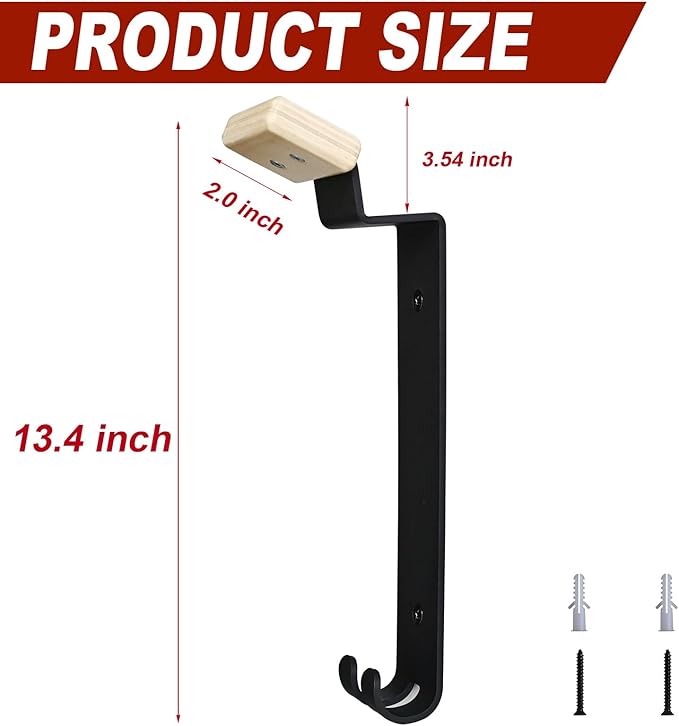 Heavy Duty Helmet Rack Wall Mount with Extra Long Hooks 2 pcs - Motorcycle Helmet Holder Organizer for Oversized Helmets, Motorcycle Accessories Display Stand Garage Entryway