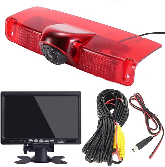 HD Brake Light Rear View Camera with 7 Inch LCD Monitor, Transporter Waterproof Night Vision Reversing Camera Replacement for Chevrolet Express GMC Chevy Savana Exporer Vans Cargo Van 2003-2018
