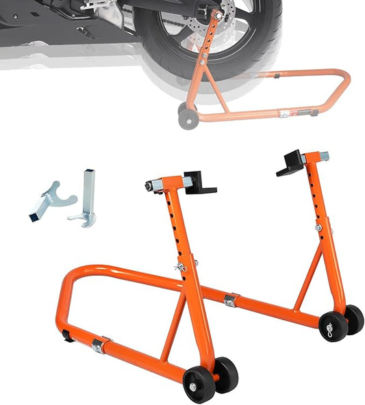 Donext Motorcycle Stand 850LB Adjustable Sport Bike Rear Wheel Lift Swingarm Paddock Stands Orange, 5 Adjustable Heights, U+L
