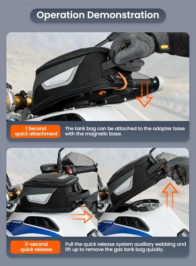 Loboo Tank Bag Ring Quick Disassembly And Non-Contact With The Paint Surface Of The Fuel Tank Will Not Damage The Paint Surface, Compatible With Kawasaki Versys 650 1000 Z1000 Z 900 RS