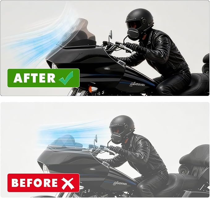 13" Wave Windshield Windscreen Compatible for 1996-2013 Harley Davidson Touring Road Glide EFI FLTRI/FLTR/FLTRU/FLTRXSE/FLTRXSE2/FLTRX/FLTRSEI for Road Glide Accessories, Smoke